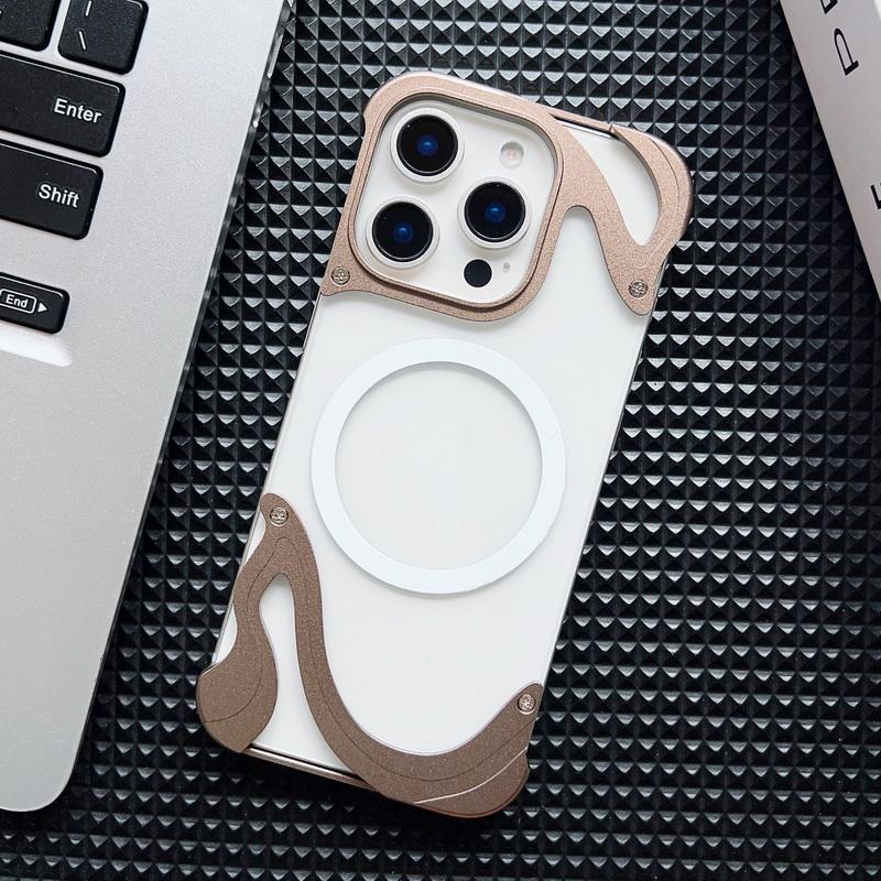 Алюминиевый сплав безрамочный для Magsafe прозрачный чехол для телефона iPhone 16 Pro 15 Pro Max магнитный ударопрочный жесткий ПК прозрачная задняя крышка