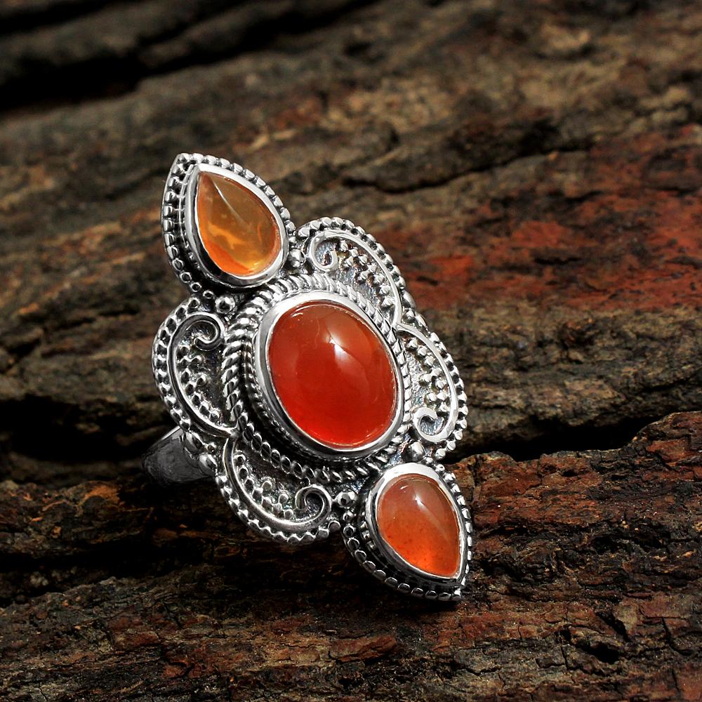 Carnelian Handmade Ring Solid 925 Sterling Silver Jewelry Statement Ring