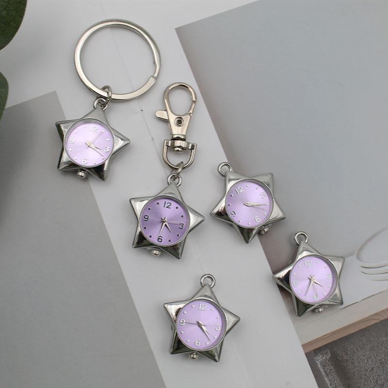Star Pocket Watch Clock Pendant Keychain Ornaments Retro Trinkets Bag Charms Decor Pocket Watch Gift
