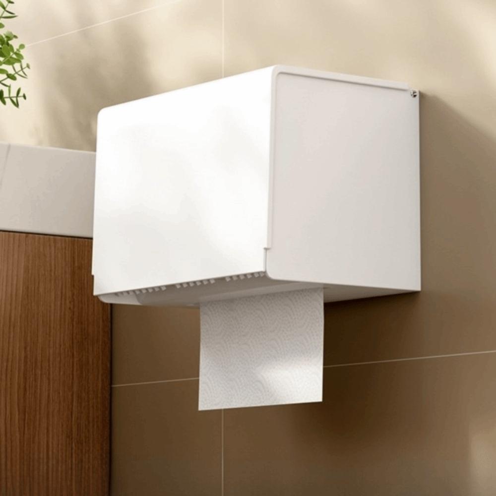 Durable Waterproof Toilet Paper Box Wall Mounted Space Saving Roll Paper Drawer Strong Load-bearing Stable Phone Holder Bathroom