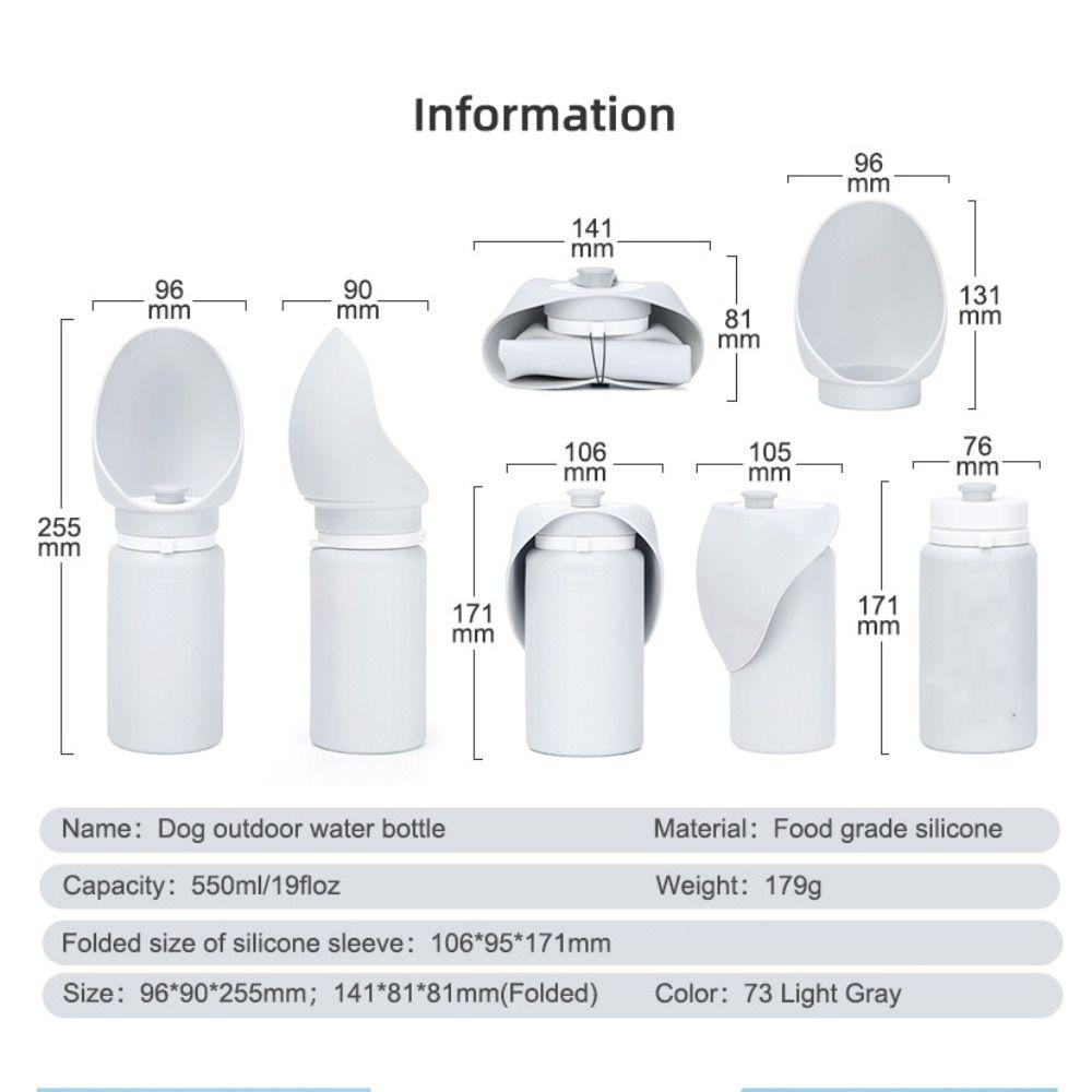 Folding Pet Water Bottle 550ml Water Dispenser Cup High Volume Pet Walking Mug  Travel