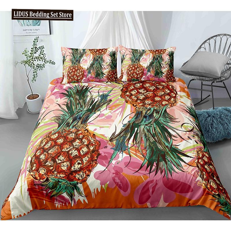 Fruit 3D Pineapple Fruit Pattern Duvet Cover Set King Queen Size Bedding Sets With Pillowcase For Boy Girl Polyester Bedding Set