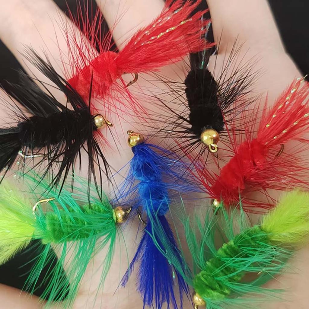 5 шт. латунная головка из бусины мохнатые стримеры рыболовные приманки красные черные крючок для вязания мушек для соленой воды форелевые мушки приманка