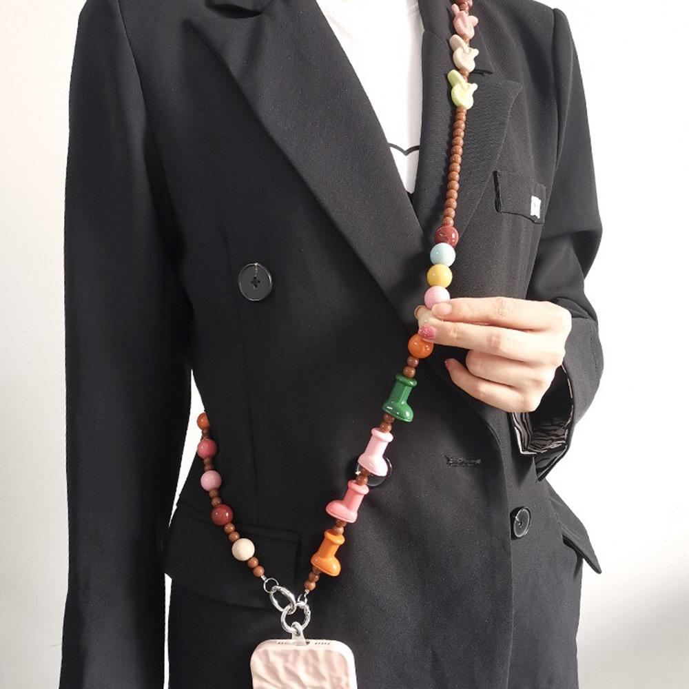 Phone Lanyard Crossbody Shoulder Neck Strap Boot-Shaped Bead Chain with Tether Tab,Folded Length: 63.5cm
