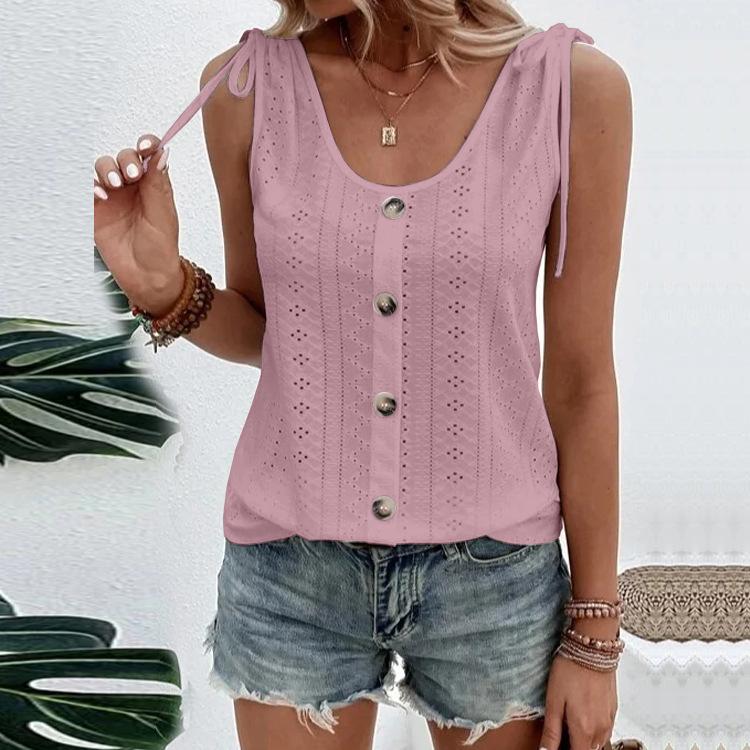 IHUASU Spring Summer Women's Sexy Casual Solid Color U-neck Vest T