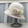 French romantic autumn and winter celebrity wool three-dimensional linen yarn flower top hat women's French retro temperament basin hat advanced sense
