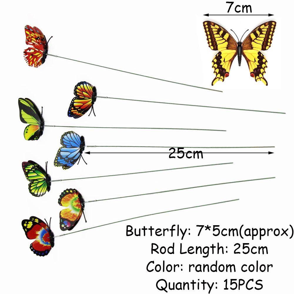 Lawn Decor Yard Artificial Butterfly with Rods Simulation Color Fake Butterflies Garden Decoration