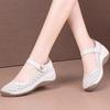 Casual Soft Leather Hollow Single Shoes Women's Summer New Versatile Thick-soled Breathable Non-slip Mother Shoes Sandals