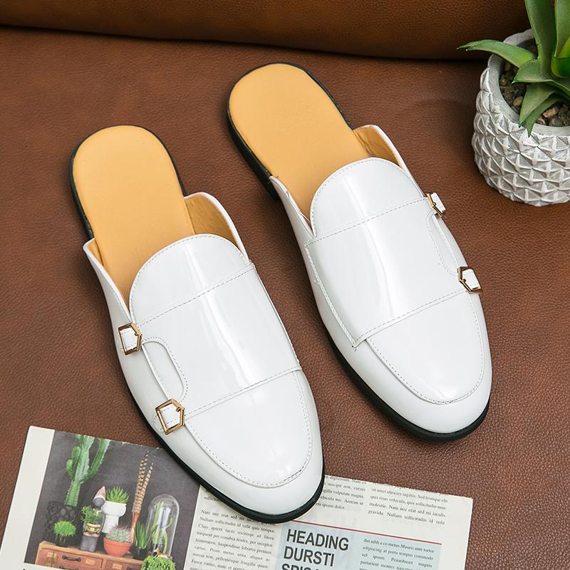 Casual Leather Shoes For Men White Leather Loafers Summer British Style Formal Leather Business Shoes Male