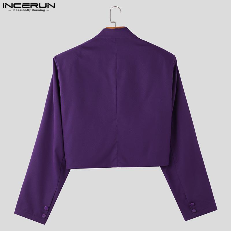 INCERUN Мужской лацкан с длинным рукавом на одной пуговице с цветочным узором, нерегулярный блейзер, короткие пальто