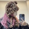 Модный дизайн мультяшная флисовая шапка с леопардовым принтом защитная шапка для ушей плюшевая шапка с медведем защита лица