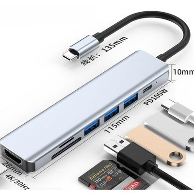 7-в-1 USB-C хаб-док для Huawei Apple iPad с HDMI, USB, слотом для SD-карты