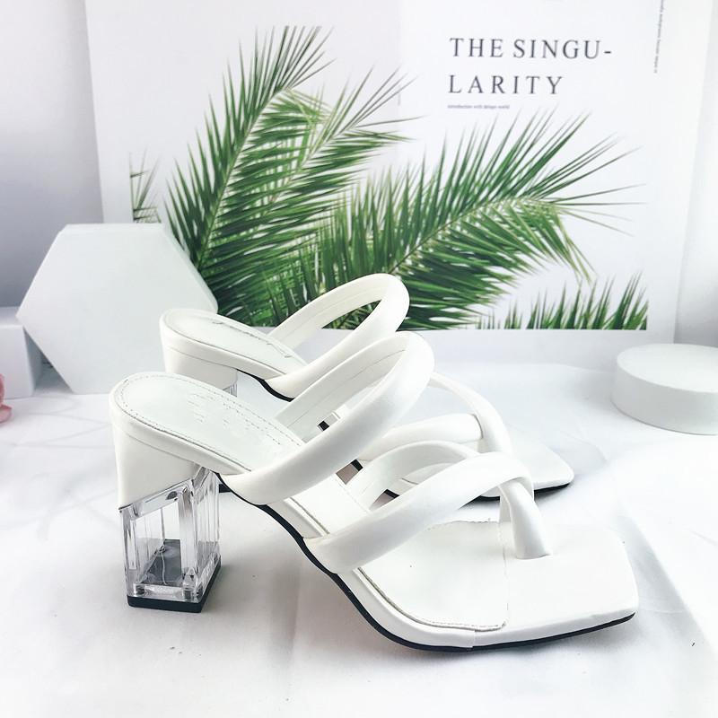 Женские летние шлепанцы на высоком каблуке 8,5 см, туфли-лодочки, прозрачные шлепанцы на блочном каблуке с кристаллами, женские удобные туфли без шнуровки зеленого цвета для вечеринки в стиле фетиш