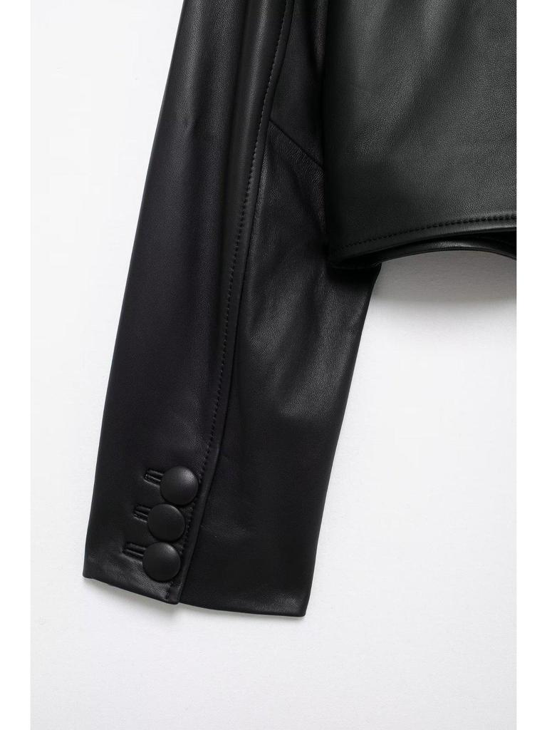 Весна 2025 Женский стильный европейский и американский комплект из короткой кожаной куртки и юбки