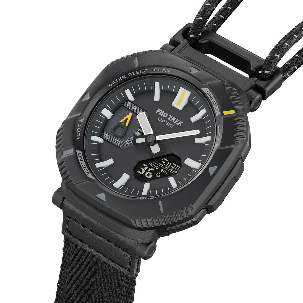 Часы Casio Pro Trek (Официальный японский продукт) Серия Hiker с Bluetooth, Tough Solar и экологичными материалами, PRJ-B001B-1JF, мужские, черные