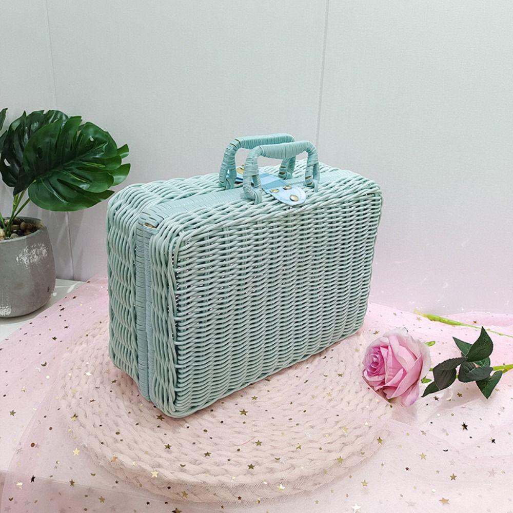 Household Rattan-like Finishing Box Straw Cosmetic Storage Box New Woven Rattan Basket