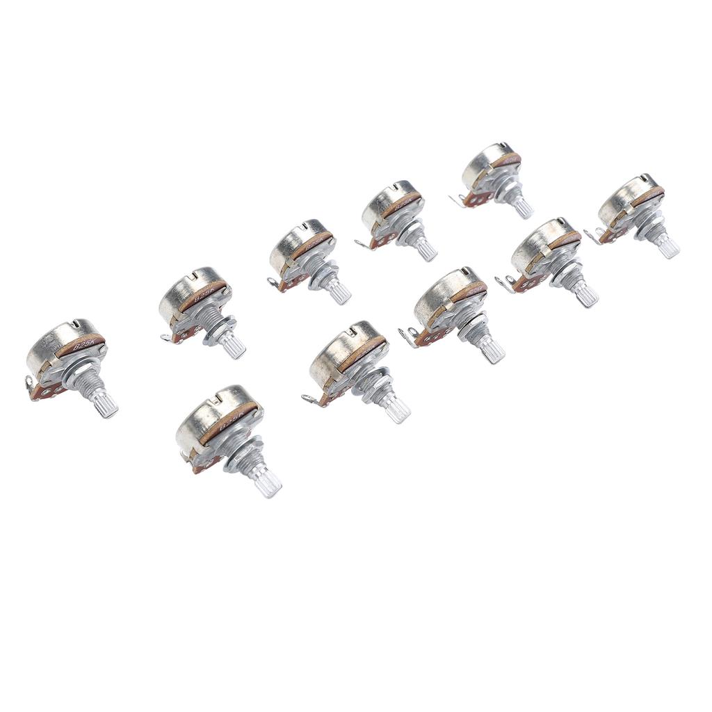 10 Pcs Guitar Potentiometer 18mm Shaft 25K Ohm Bass Metric M8 Electric Bass Guitar Pots for Volume Tone Control B25K