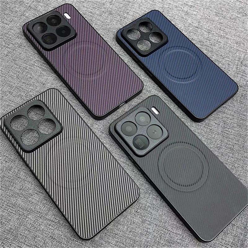 Чехол для Xiaomi 17T Pro Mi 17 T 15T 14 15 5G С MagSafe Магнитный Роскошный Полосатый Силиконовый Кожаный Задняя Крышка Защитный Корпус