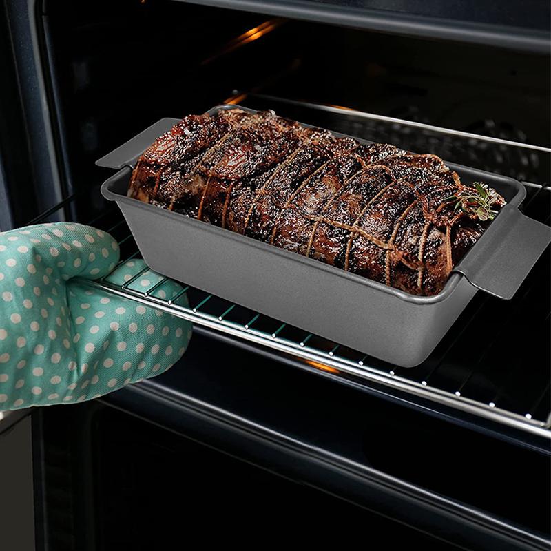 Meatloaf Pan Non-Stick Bread Baking Pan With Detachable Drain Tray Heat Resistance Baking Loaf Tin Multipurpose Heavy-Duty