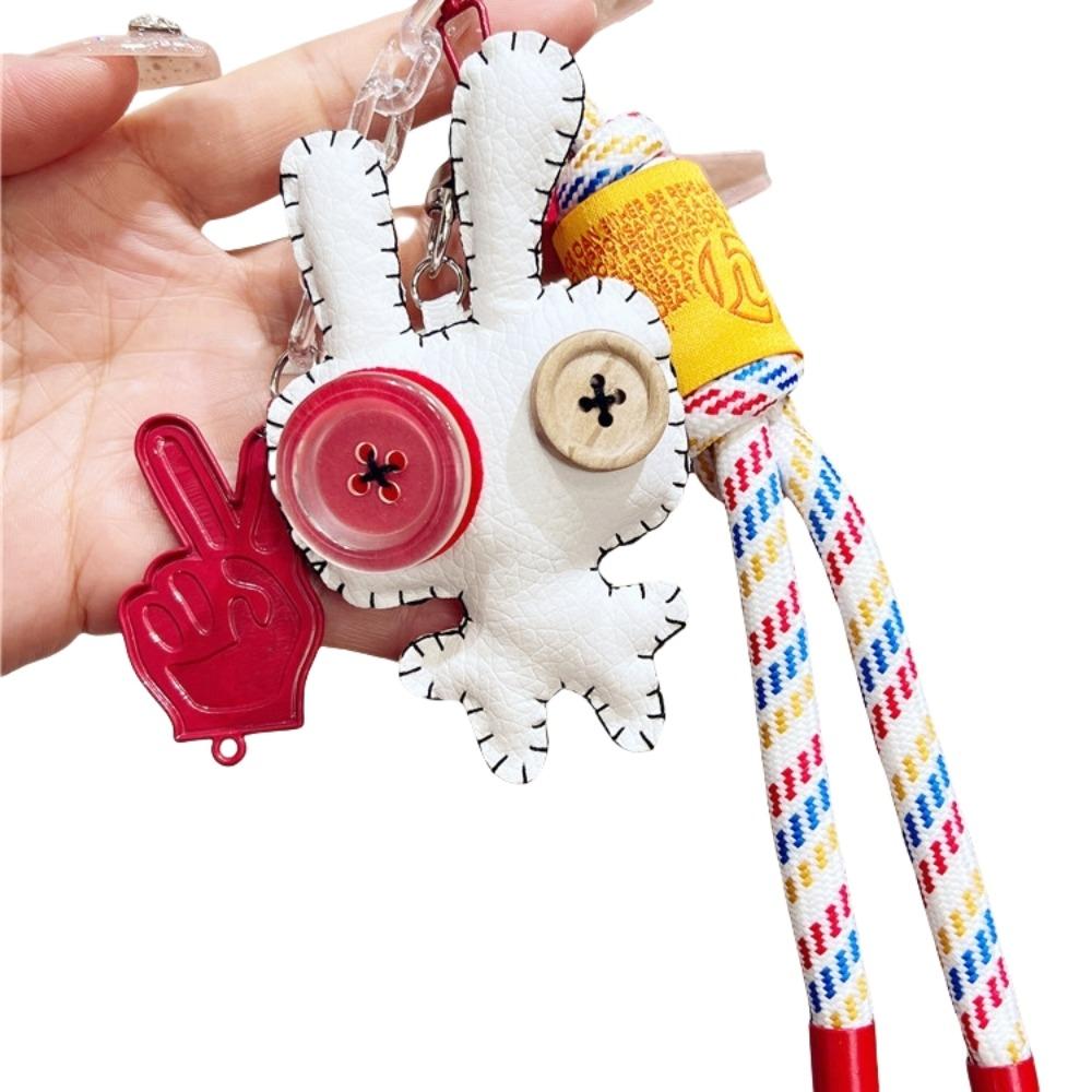 PU Cartoon Keychain Button Eye Dolls Pendant Creative Bag Accessories Bag/key Decor