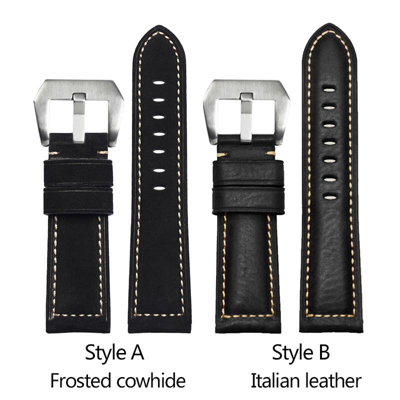 24mm Cowhide Frosted Italian Leather Watchband for Casio PROTREK Series PRG-600/PRG-650/PRW-6600 Outdoor Sports Bracelet Strap