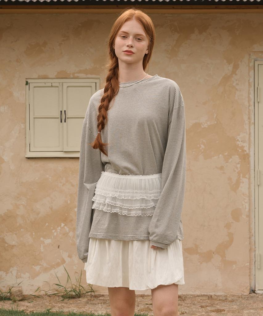 LOSSYROW Overfit Stripe Long Sleeve White