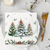 20pcs White Printed Christmas Napkins Disposable Festive White Napkins Christmas Tree Elk Printed Tissue Christmas Decorations