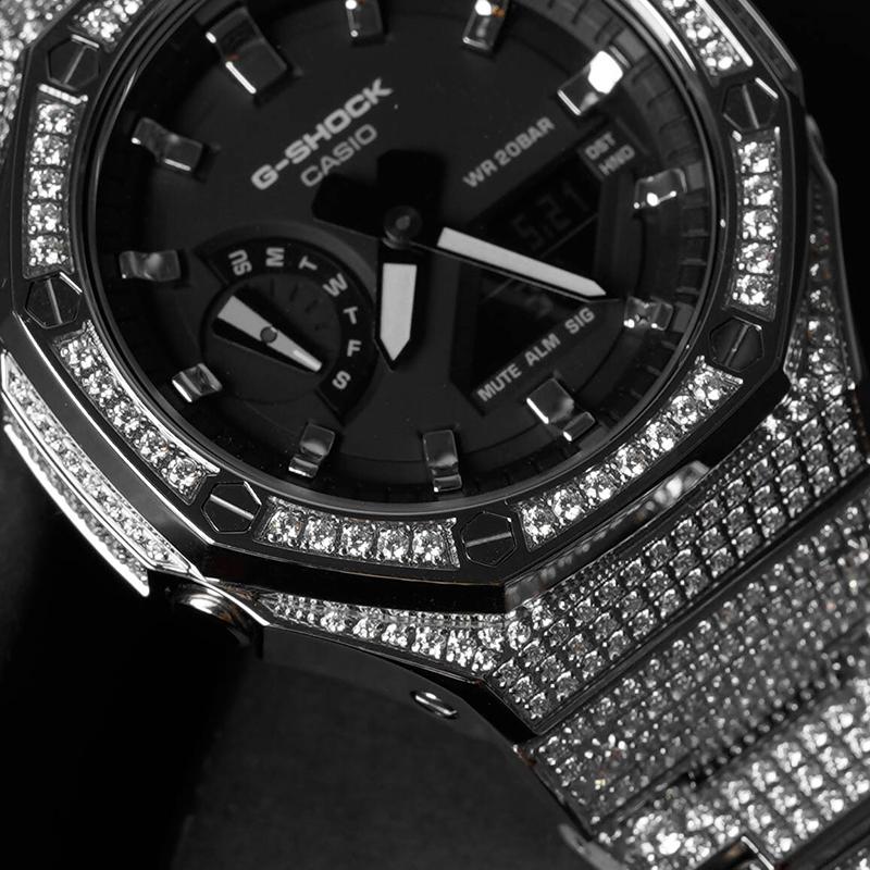Casio Мужские часы с двойным дисплеем (жидкокристаллический/аналоговый) Серия Черные часы GA-2100-1A-