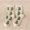 3 Pairs Cute Cow Spots Print Sock Thickened Warm Coral Fleece Women's Socks