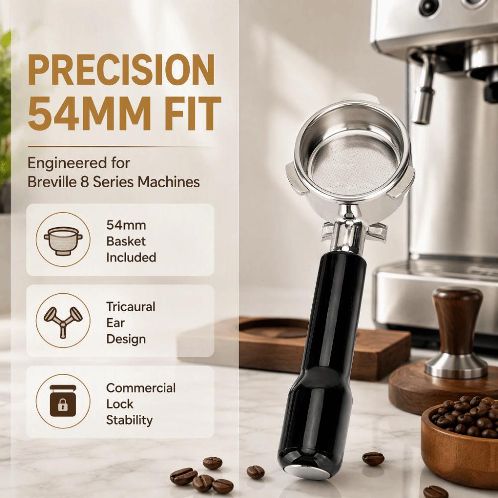 Black Double Flow Portafilter Handle Coffee Filter for Breville 870 880 Home Coffee Brewing
