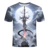 2024 Summer New 3D Printed Short Sleeve Guardian Sword Series Men's and Women's Round Neck T-shirt Top