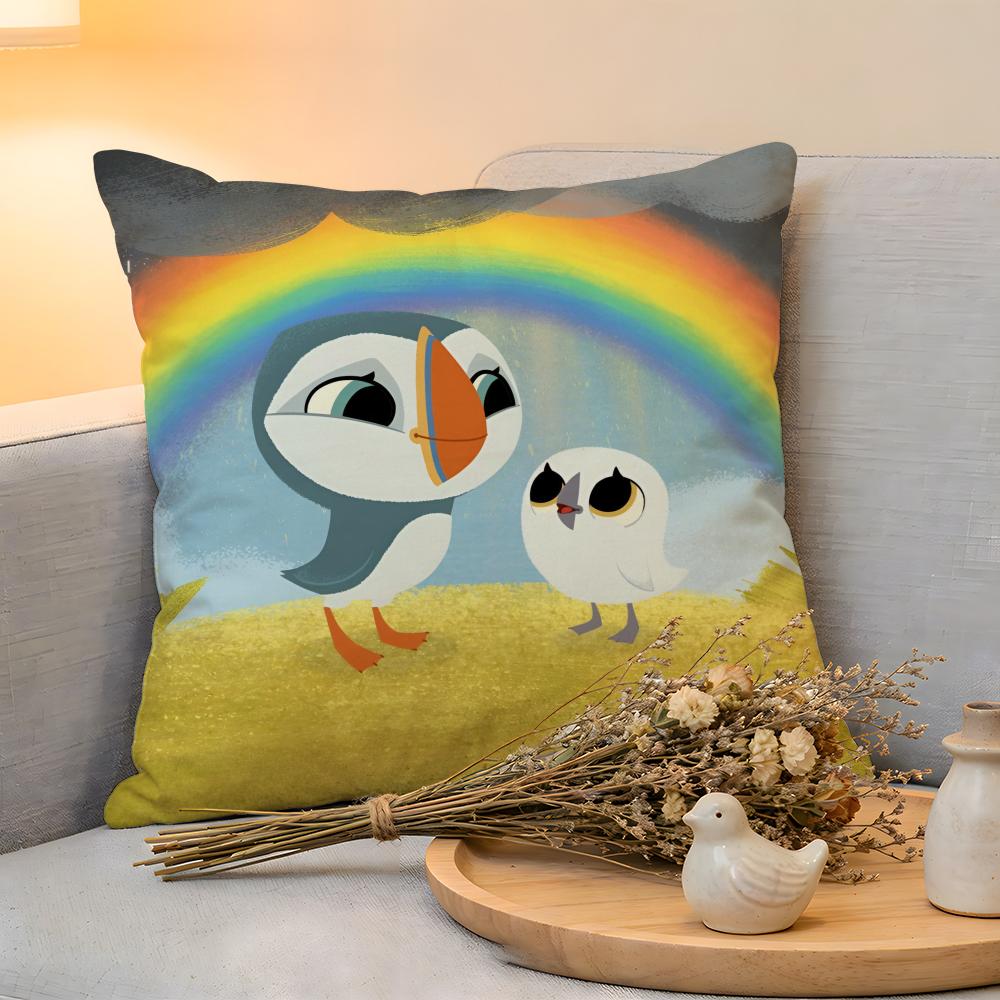 Cushion Cover Linen SkinFriendly Soft Decorative Case for Sofa Home Decor Kwaii Puffin Rock PPreschool Pillow cover