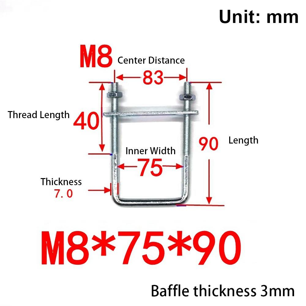 1 шт. с перегородкой U-образный хомут Оцинкованная углеродистая сталь Q235 Квадратный болт для квадратной трубы
