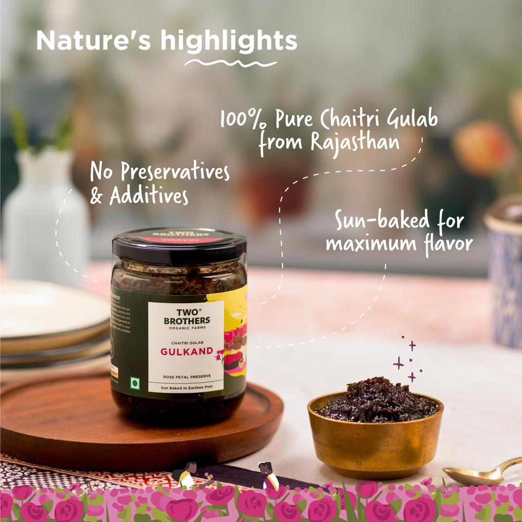 Two Brothers Organic Farms Натуральный Гулканд Джем из Лепестков Розы 300 г Без Рафинированного Сахара Сырой Мед Мишри