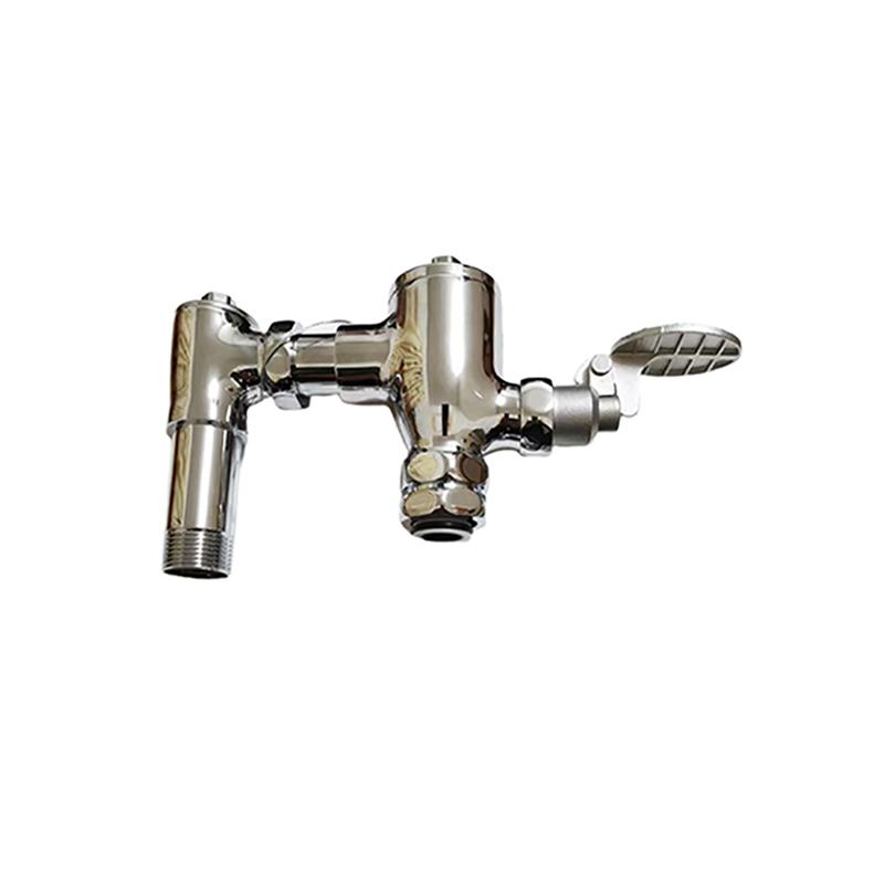 Brass Wall-Mounted Time Delay Foot Pedal Bidet Toilet Flush Valve Single Flush 25-80 psi Pressure for Hotel Use Water Saving