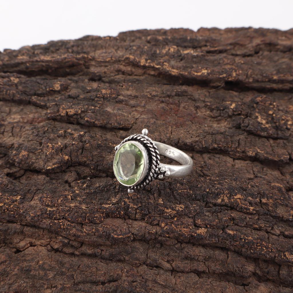 Green Amethyst Jewelry, 925 Sterling Silver Ring, Handmade Women Jewelry Gift For Her, Dainty Gemstone Ring For Her