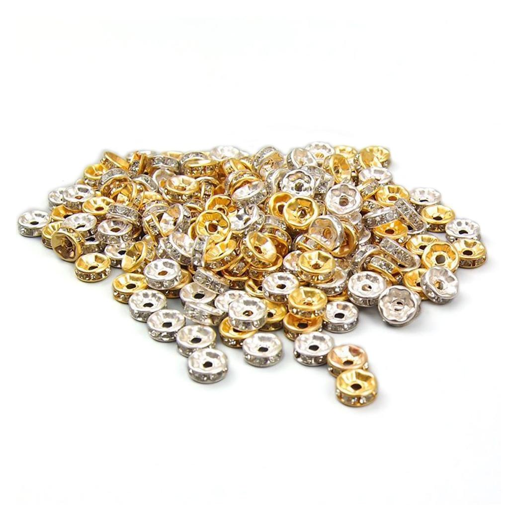 Рондель 6 мм плоский тип 200 штук золото серебро 100 штук каждый со стразами разделительные бусины металлические бусины аксессуары части ювелирные изделия ручная работа ремесло