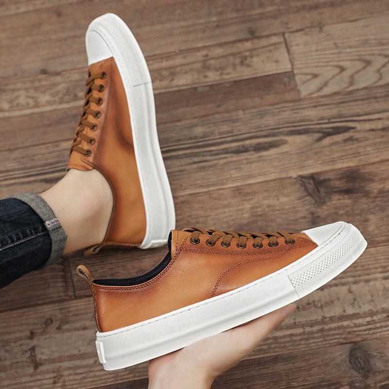Genuine Leather Men Casual Shoes Lace Up Oxfords Luxury Brand Men's Sneakers Trendy Man Vulcanize Shoes Male Skateboard Footwear