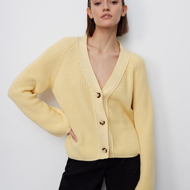 Women V Neck Short Sweater Cardigan Autumn Winter Temperament Bat Sleeve Button Solid Knit Tops