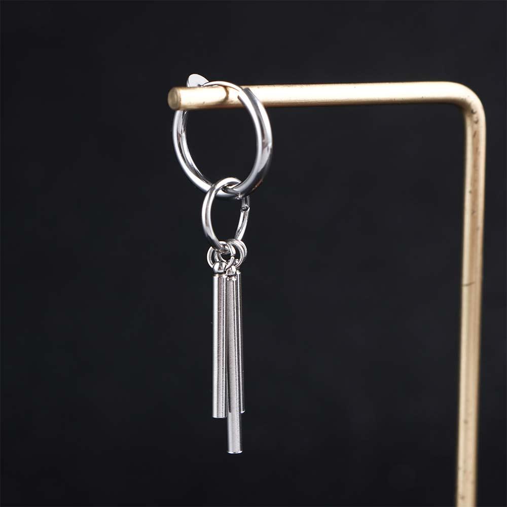 Хип-хоп Круглые женские серьги-клипсы из нержавеющей стали Мужские серьги-кисточки Серьги-кольца