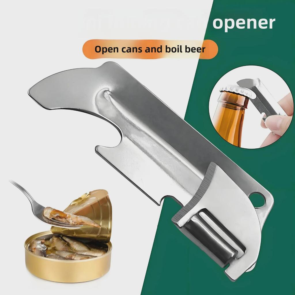 Compact Foldable Stainless Steel Can and Bottle Opener
