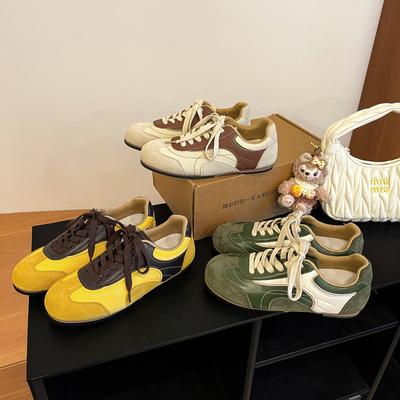 [Miyou] 2025 осень новые ретро контрастные цвета плоская подошва немецкие тренировочные туфли спортивная и повседневная обувь в стиле джерси Forrest Gump