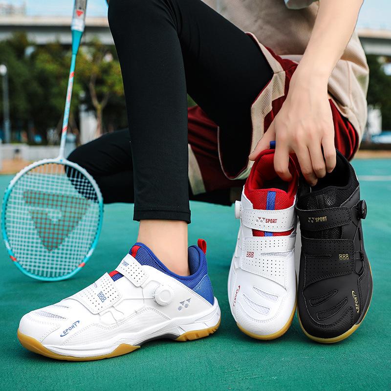 New Rotating Buckle Casual Badminton Shoes Breathable Couple Style Lightweight Table Tennis Sports Shoes Men's Tennis Training Shoes