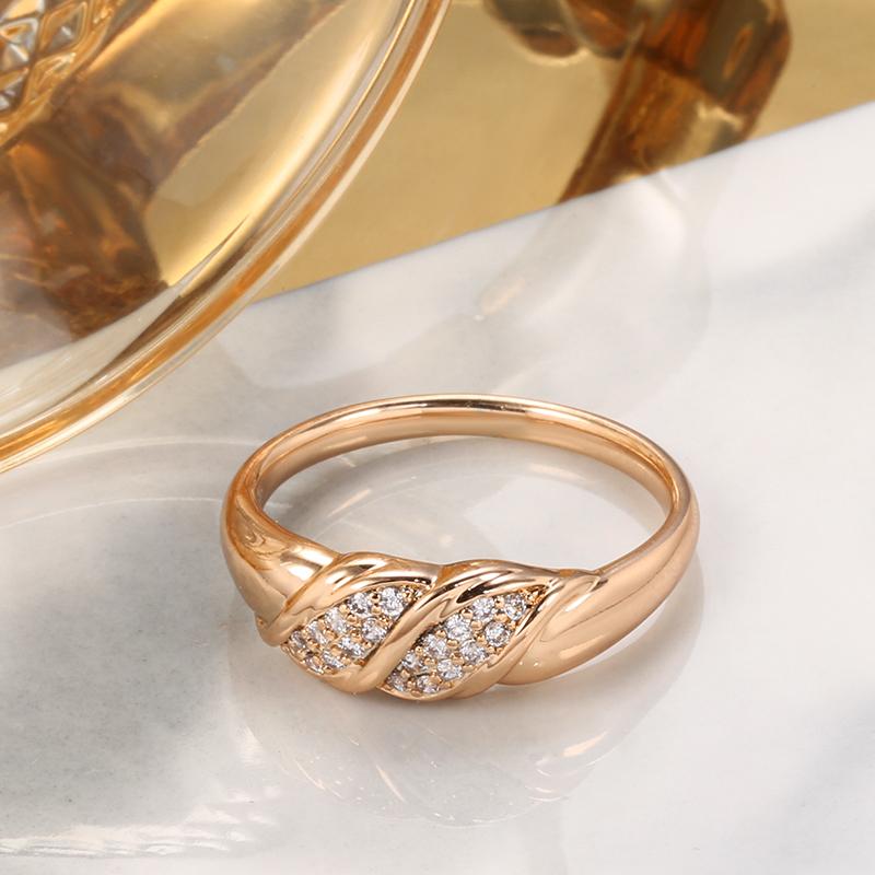 Гладкие геометрические позолоченные кольца с двойным цирконом для женщин, винтажные блестящие украшения для вечеринок