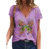 Women's Summer Butterfly 3D Printed Short Sleeve V-neck Casual T-shirt