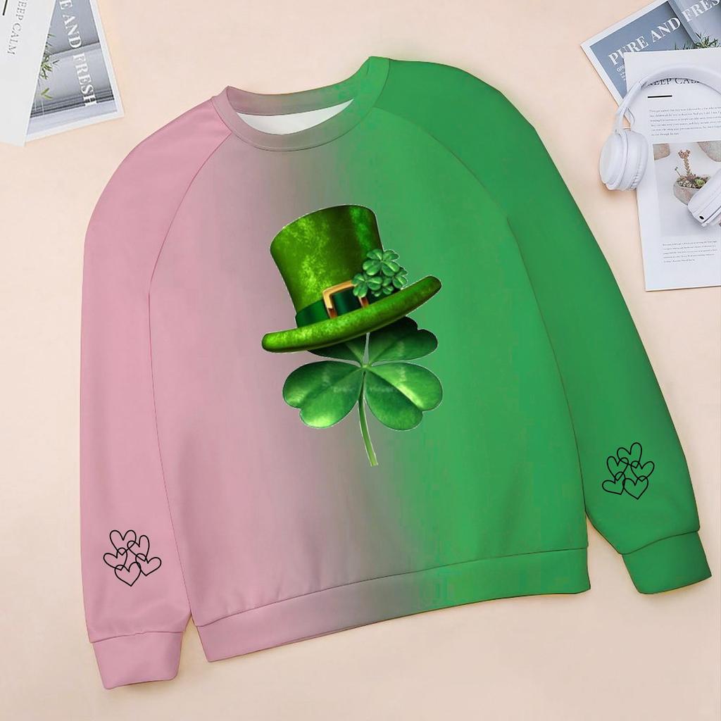 Kids Fashion Neck St. Patrick's Day Printed Casual Sweatshirt