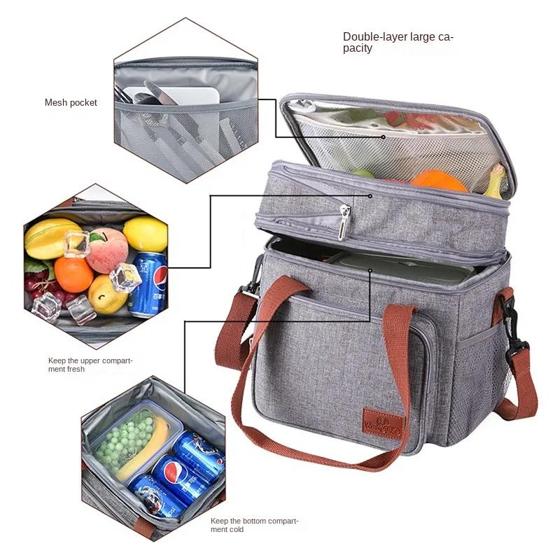 Portable Lunch Insulated Bag Large Capacity Picnic Bag Waterproof Outdoor Camping Keep Cold Bag