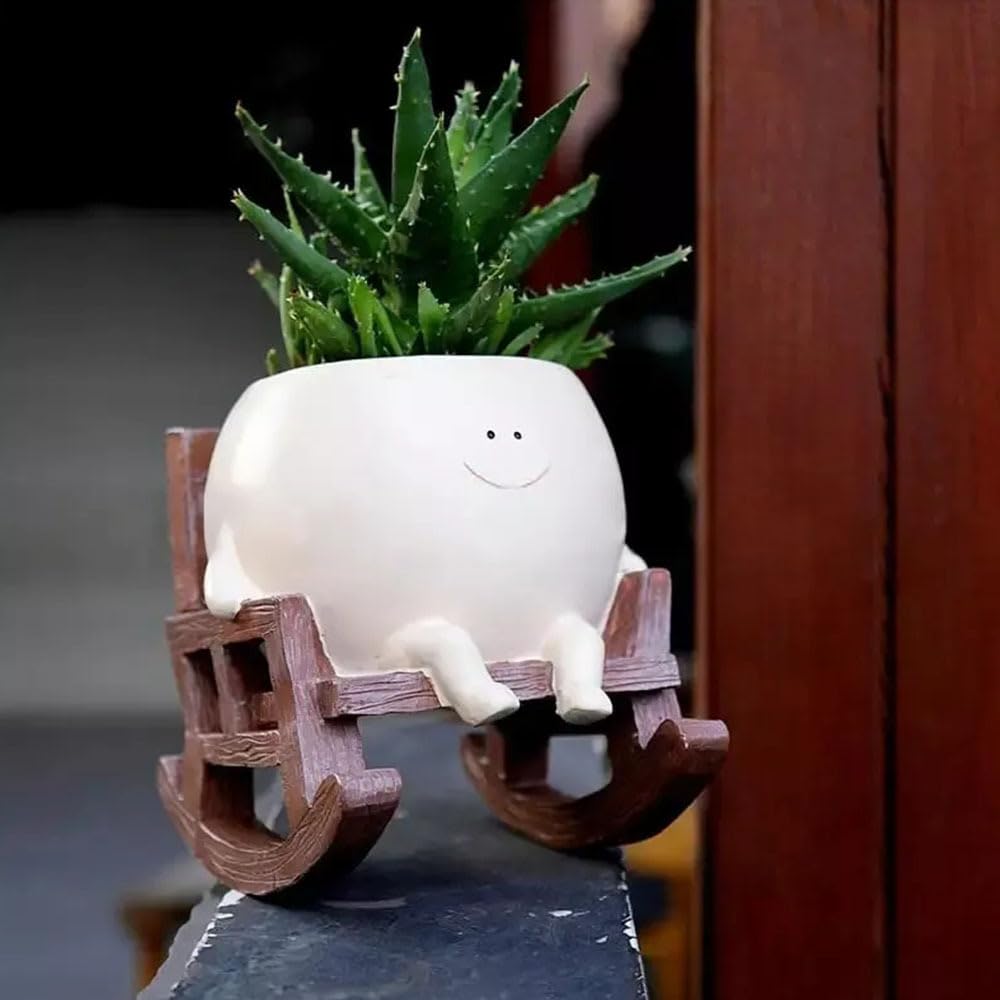 DIFEIUKI Улыбающееся лицо Цветок Смола Кактус Суккулент Для Мини-сада Исцеление Новоселье Подарок Горшок, Горшок, Горшок, Милый, Стильный, Растения, Кашпо,