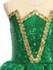 Girls Halloween Elf Cosplay Costume Sleeveless Keyhole Back Shiny Sequins Mesh Tutu Dress Bodysuit Jumpsuit