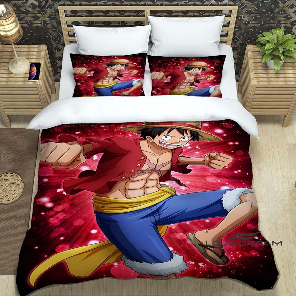 ONE PIECECartoon Monkey D. Luffy bedding set (duvet cover and pillowcases), extra-large/large size, machine washable, a holiday